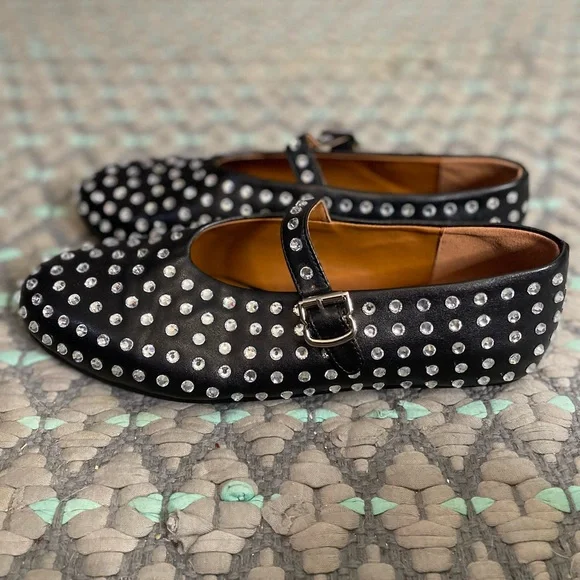 Black Studded Mary Jane Shoes - Picture 2 of 5